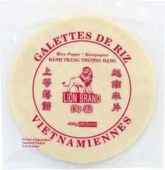 Sachet plastique de Galettes de Riz 22 cm 400G LION BRAND