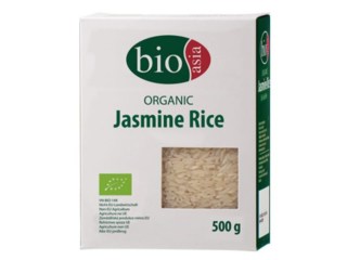 Sachet plastique emballé dans une boîte en carton de Riz Jasmin Bio 500G BIOASIA