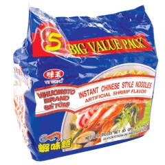 Pack en plastique de 5 sachets de Soupe de Nouilles Crevette 85g VE WONG
